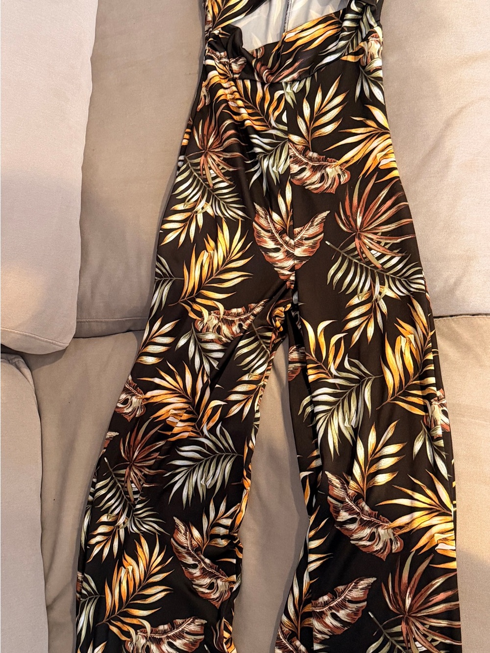 Windsor Black Tropical Leaf Wide-Leg Jumpsuit